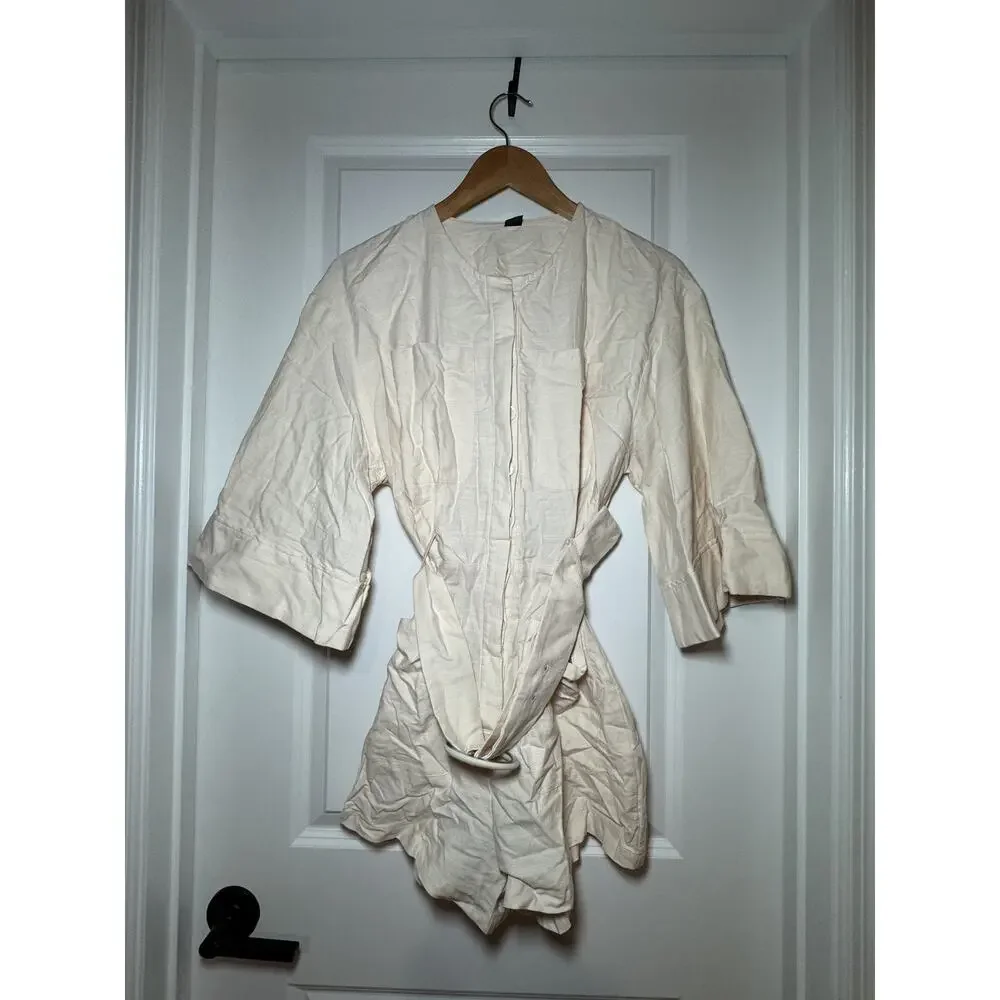 SHEIN Casual Linen 3/4 Sleeve Shorts Romper Jumpsuits With Belt Size 6 / Medium - Picture 10 of 11